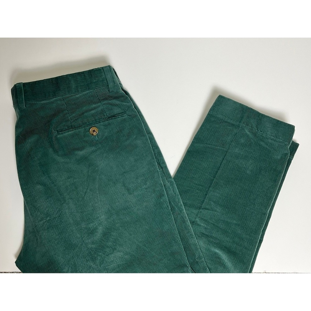 Archer Corduroy Pants Mens 34 Green Flat Front‎ Stretch Handmade in USA